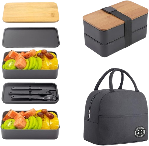 Lunch Box Reutilizável com Tampa de Bambu